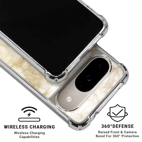 Gold and White Marble Google Pixel 10 Clear Case